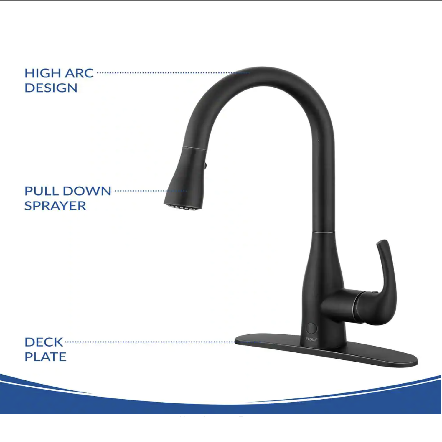 Flow Motion Activated Single-Handle Pull-Down Sprayer Kitchen Faucet in Matte Black