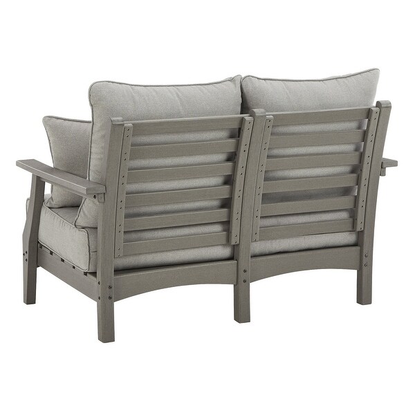 Signature Design by Ashley Visola Outdoor Poly All Weather Loveseat with Cushion