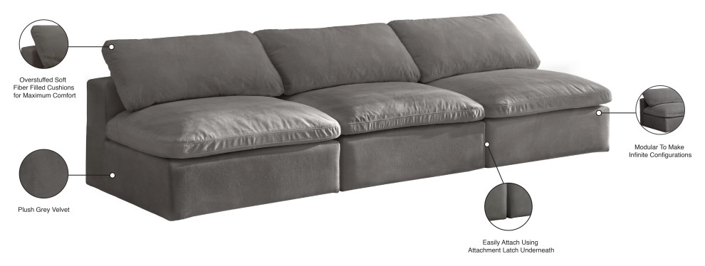 Cozy Velvet Upholstered Comfort Modular Sofa   Transitional   Sofas   by Meridian Furniture  Houzz