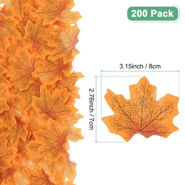 200Pcs Artificial Maple Leaves，Fake Fall Leaves Faux Autumn Leaf Fall