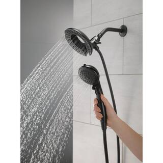 Delta In2ition 5-Spray Patterns 1.75 GPM 6.81 in. Wall Mount Dual Shower Heads in Matte Black 58569-BL-PK