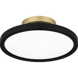 Hampton Bay Morrilton 13 in. 20-Watt Matte Black and Gold Integrated LED Semi-Flush Mount HD6108B