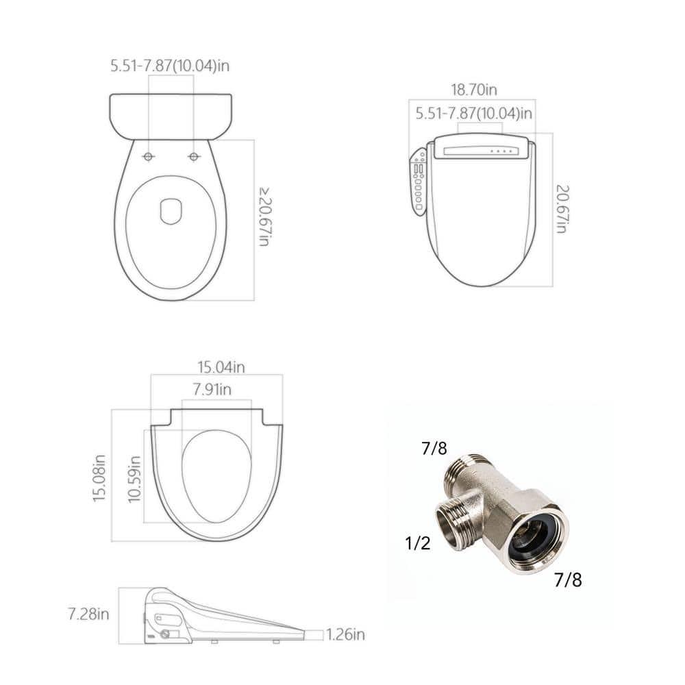 Empava Electric Bidet Seat for Elongated Toilets in White with Fusion Heating Technology