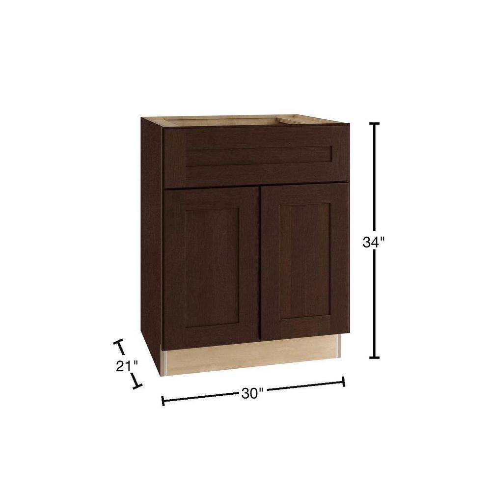 Home Decorators Collection Franklin Assembled 30 x 34.5 x 21 in. Plywood Shaker Vanity Sink Base Cabinet Soft Close in Stained Manganite VSB3021-FMG