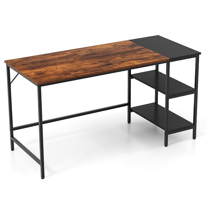 55 Modern Industrial Style Study Writing Desk With 2 Storage Shelves