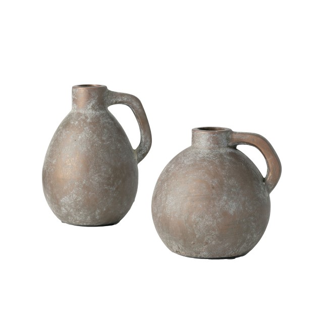 Shopsmaniay Set Of 2 Jug Vases 7 25 quot h amp 6 quot h Brown