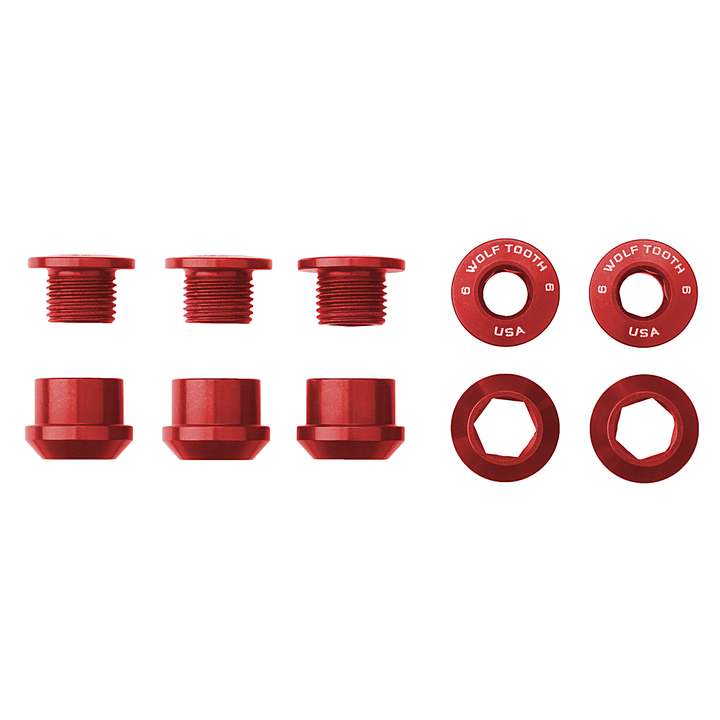 Wolf Tooth Components Chainring Bolt & Nut Set - 1X - Red