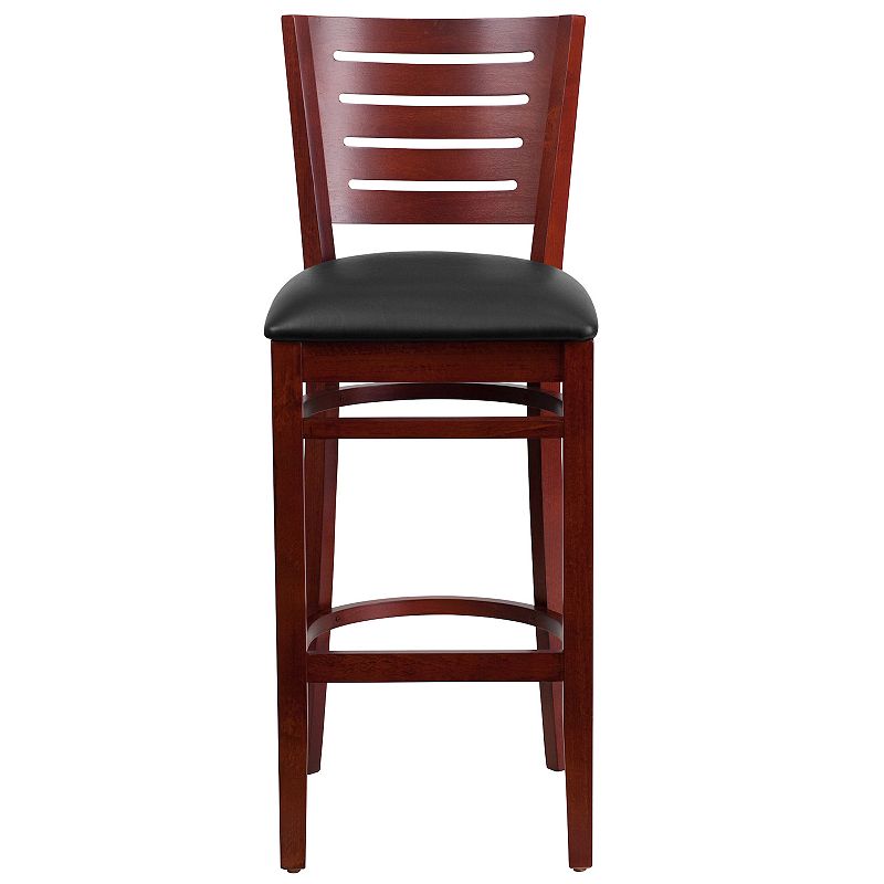 Emma and Oliver Slat Back Walnut Wood Barstool