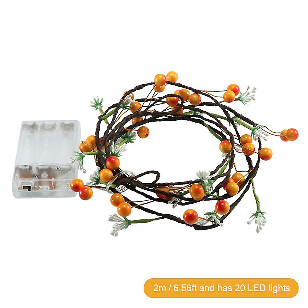 Christmas String Lights Fruits Flowers 20led 6.56ft Copper Wire Fairy Xmas Decor Holiday New Year Thanksgiving Day Party Gift For Indoor Outdoor No.22