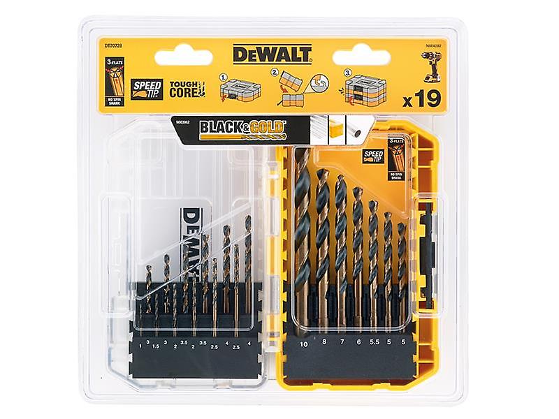 DeWALT DT70728 Black and Gold HSS Drill Set， 19 Piece DT70728-QZ