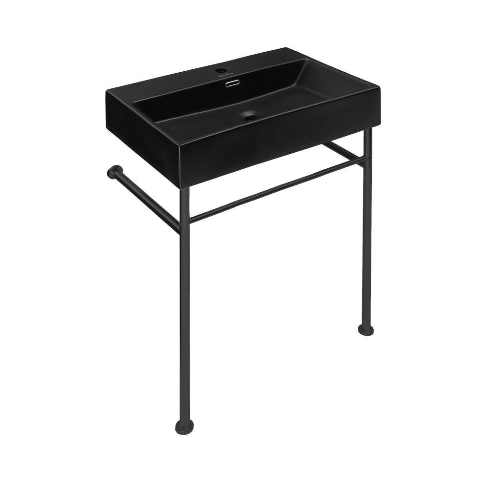 Swiss Madison Claire 24 in. Ceramic Matte Black Console Sink Basin Black Legs SM-CS781