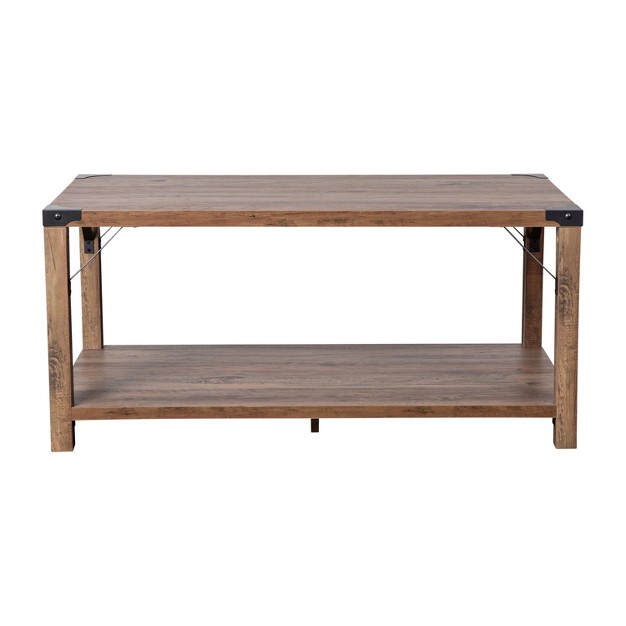 Merrick Lane Modern Farmhouse Engineered Wood Coffee Table And Powder Coated Steel Accents