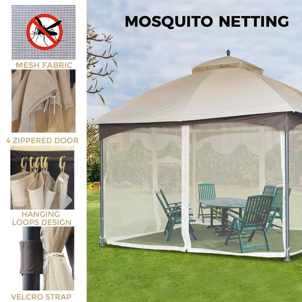 LAUREL CANYON 10 ft x 12 ft Beige Soft Top SteelMetal Outdoor Patio Gazebo