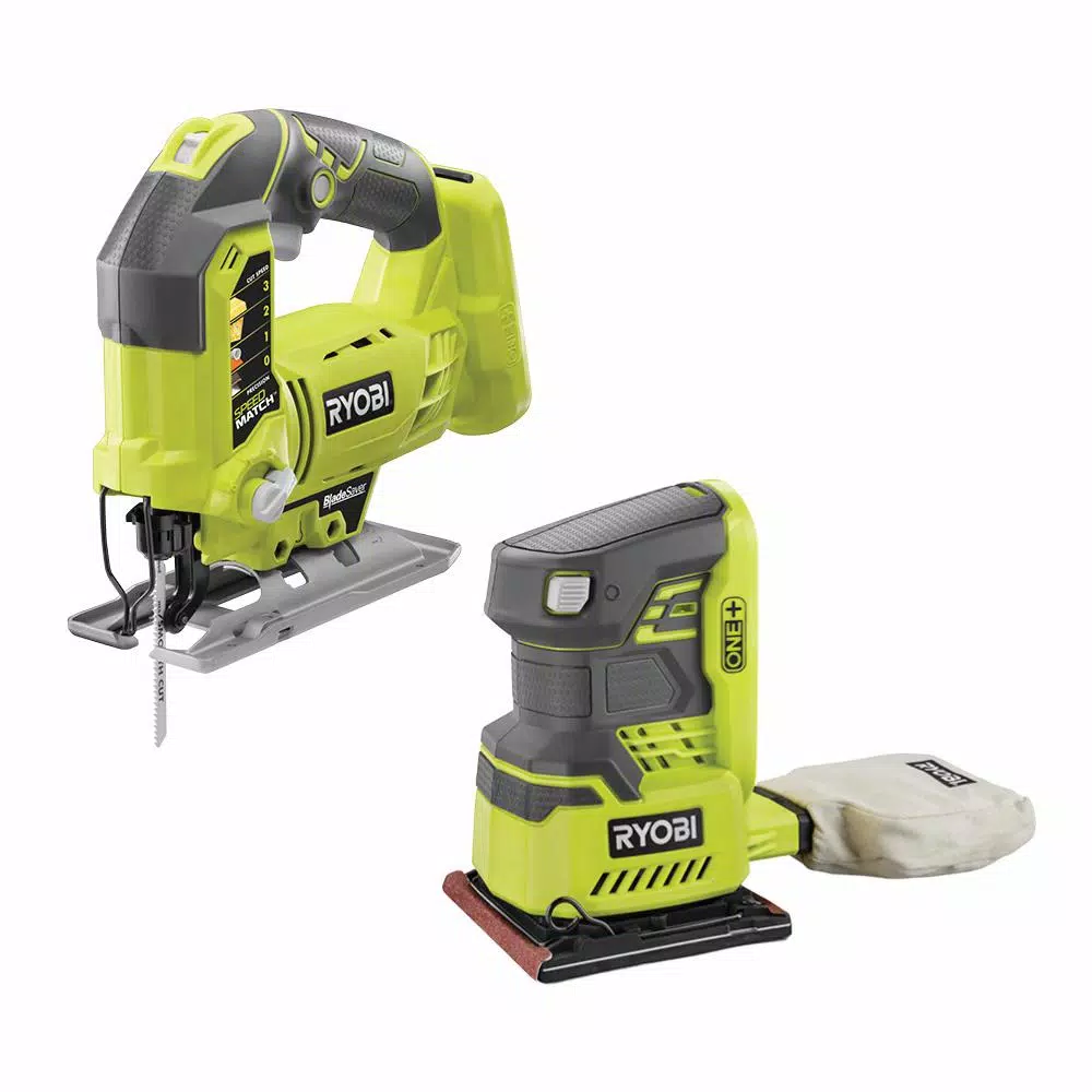 RYOBI 18-Volt ONE+ Lithium-Ion Cordless Orbital Jig Saw and 1/4 Sheet Sander with Dust Bag (Tools Only) and#8211; XDC Depot