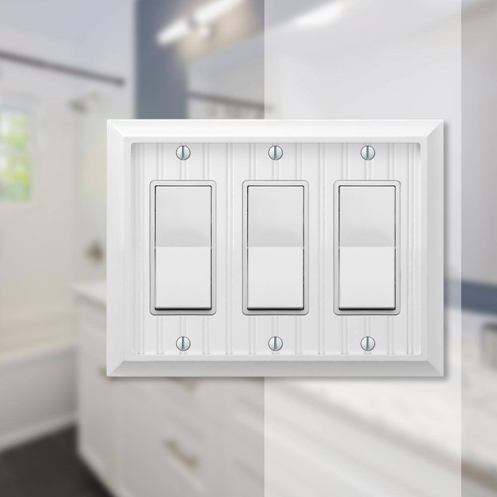 AMERELLE Cottage 3 Gang Rocker Composite Wall Plate - White 279RRRW