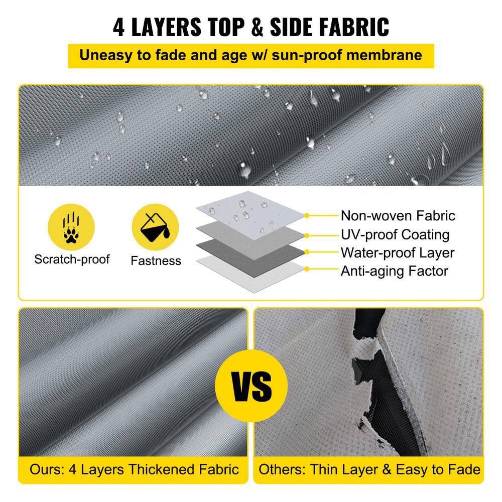 VEVOR Pop Up Camper Cover 4-Layer Folding Trailer Storage Cover with 3 Wind-Proof Ropes Storage Bag for 16ft. to 18ft. RVGray DCSLYCTC16-18G0A2V0