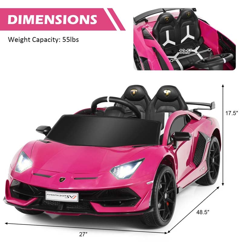 Licensed Lamborghini SVJ Kids Ride-On Car, 12V Battery Powered Sports Car Toy with Trunk & Remote