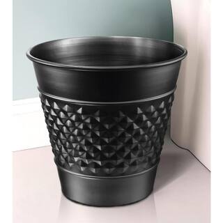 Monarch Abode Handcrafted Geometric Metal Wastebasket in Black 29128