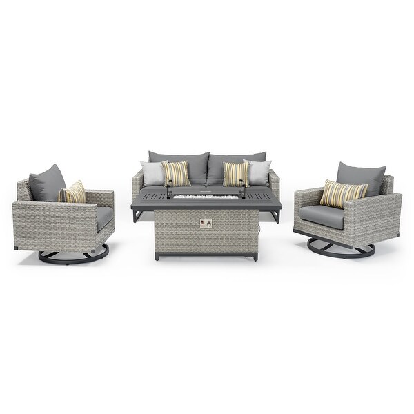 Milo Grey 4 Piece Sunbrella Outdoor Patio Motion Fire Set