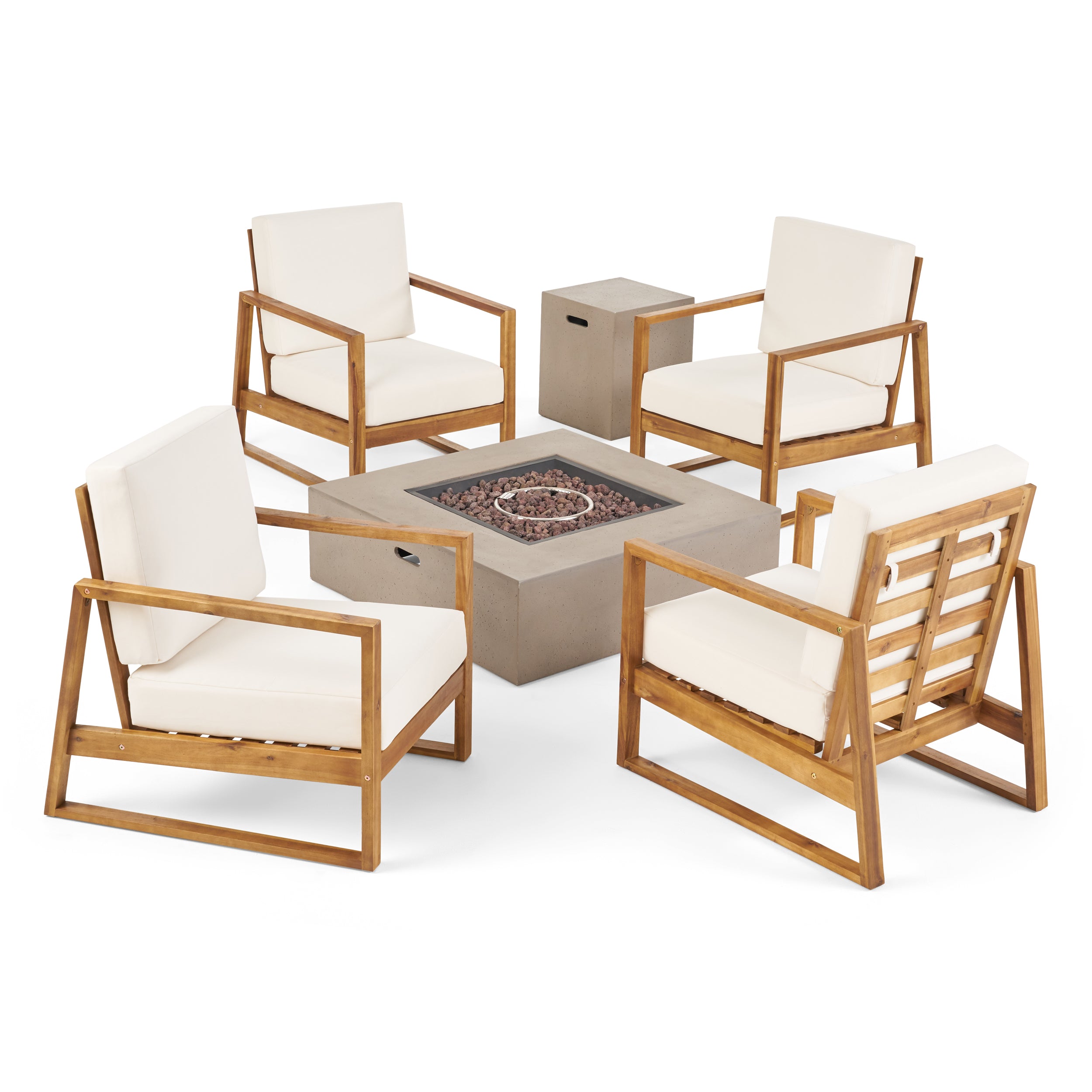 Marlee Outdoor 4 Seater Chat Set with Fire Pit