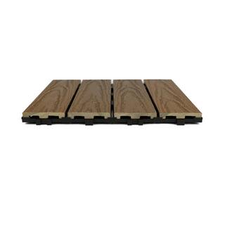 NewTechWood UltraShield Naturale 1 ft. x 1 ft. Quick Deck Outdoor Composite Deck Tile in Peruvian Teak (10 sq. ft. Per Box) US-QD-ZX-TK