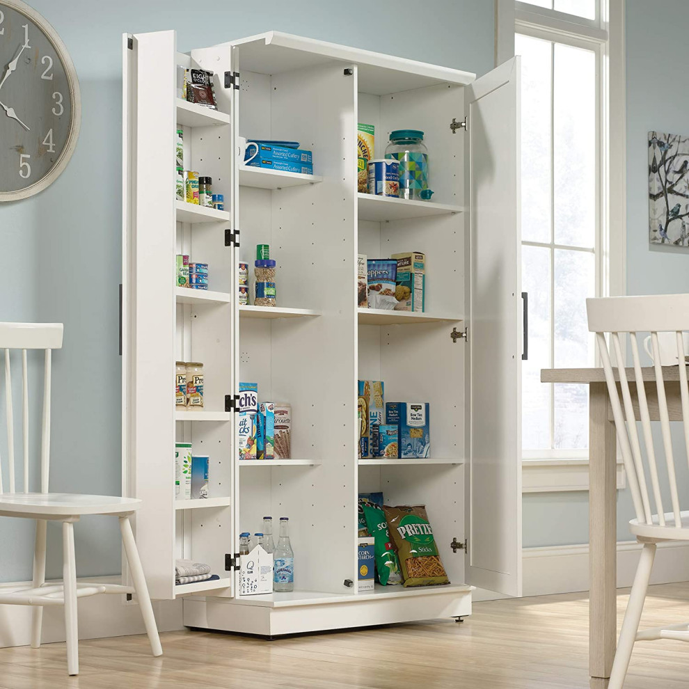 Classic Storage Cabinet  2 Doors With Adjustable Shelves and Fixed Shelf  White   Traditional   Accent Chests And Cabinets   by Decor Love  Houzz