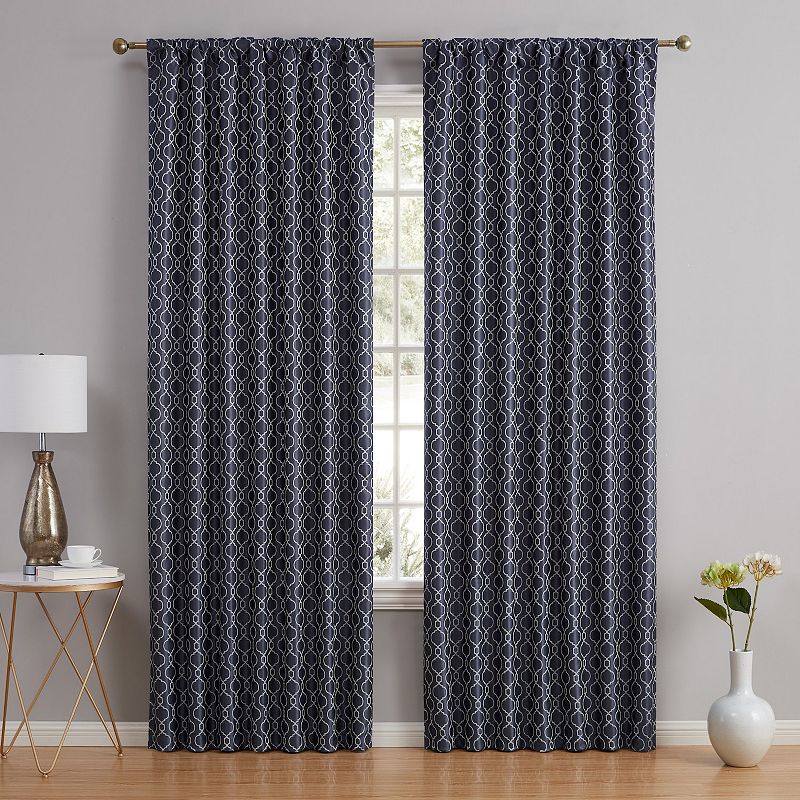 THD Riley Moroccan 100% Complete Blackout Thermal Insulated Energy Savings Heat/Cold Blocking Back Tab Rod Pocket Curtain Drapery Bedroom and Living Room， 2 Panels