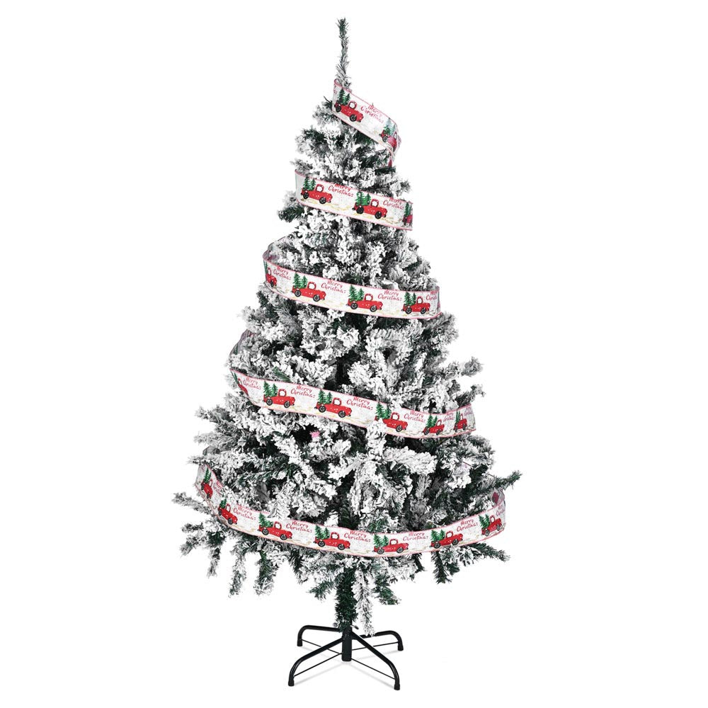 Yescom Flocked Christmas Tree White (7.5ft, 5ft, 3ft Options)