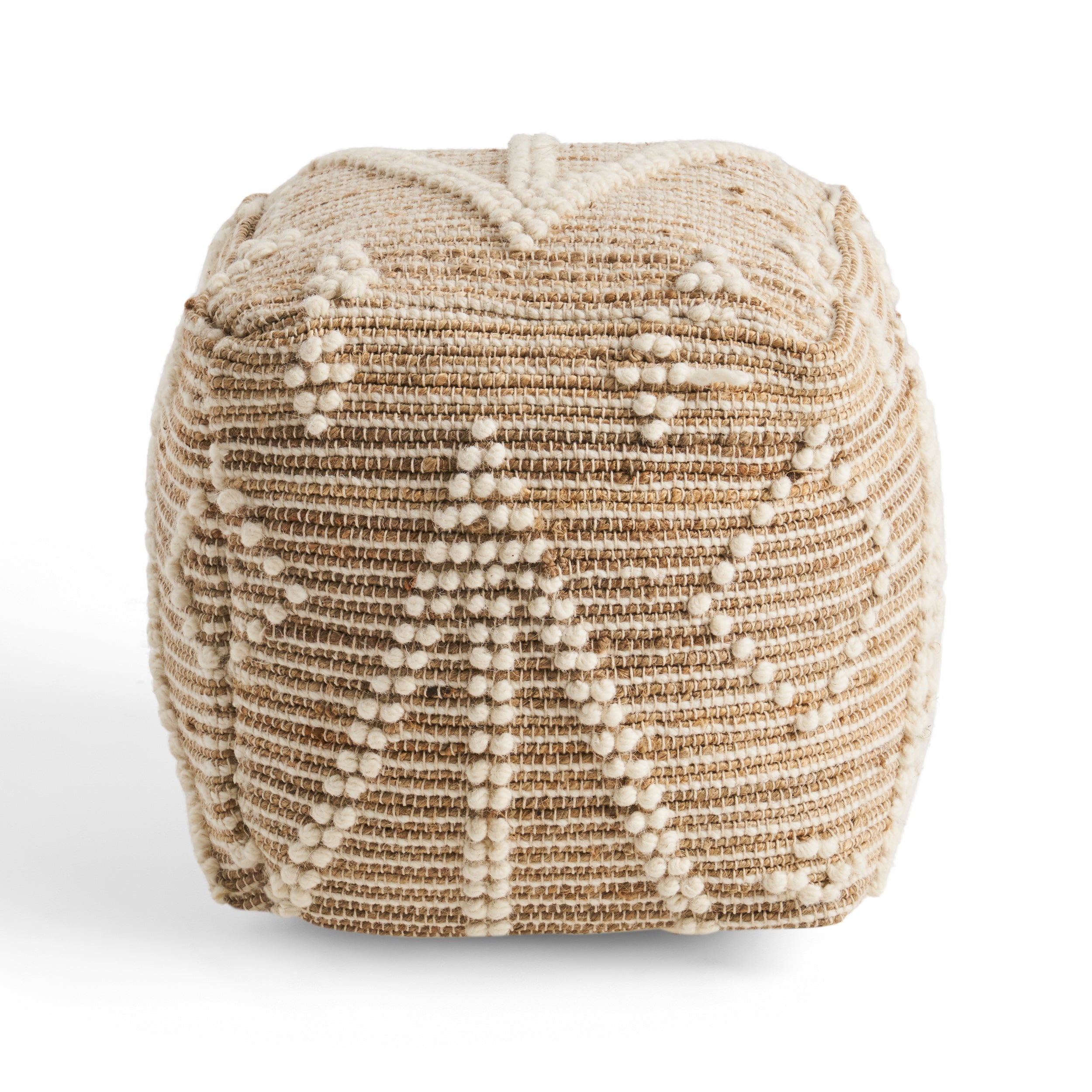 Khalila Boho Wool and Cotton Ottoman Pouf