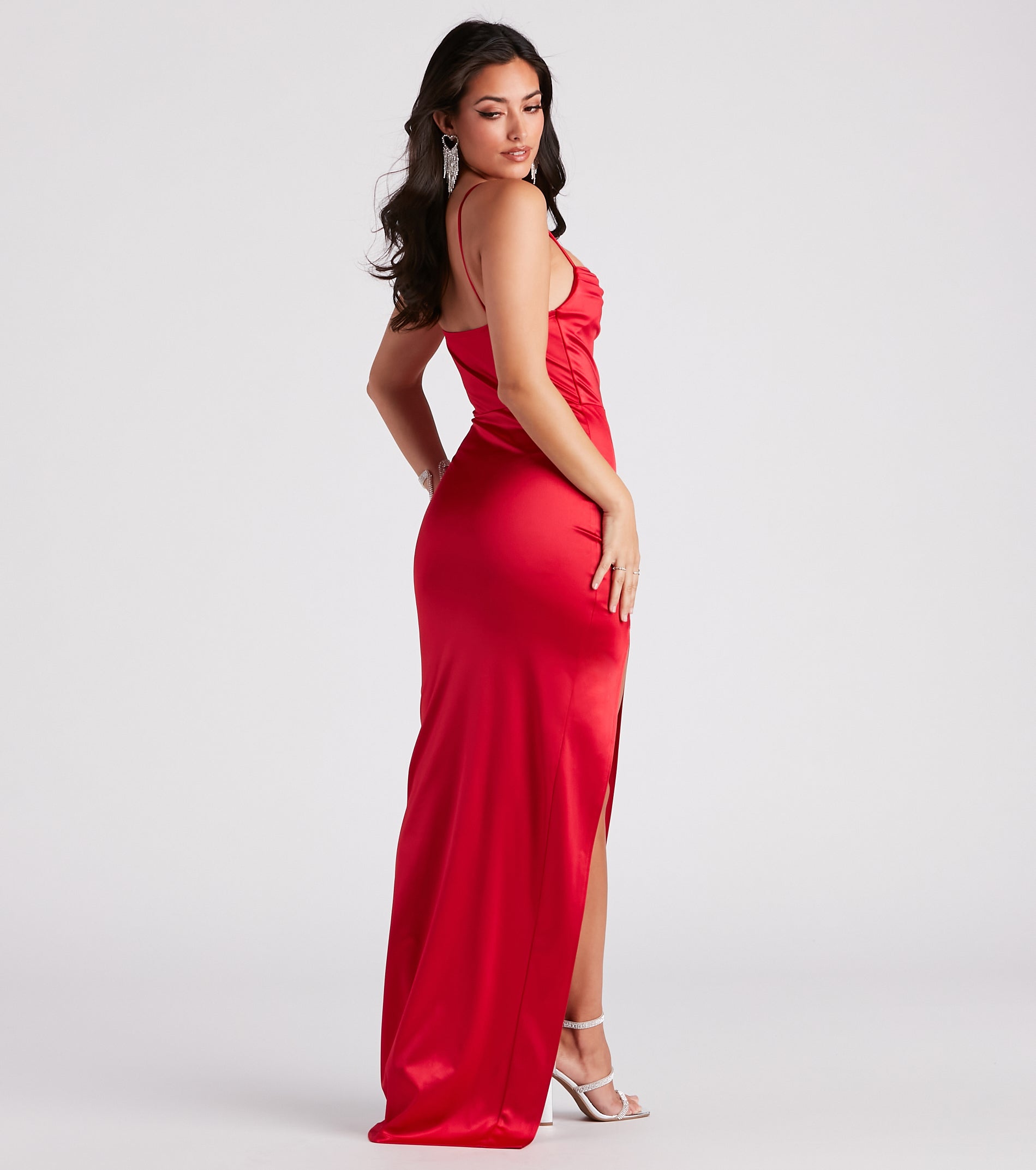 Lala High Slit Satin Formal Dress