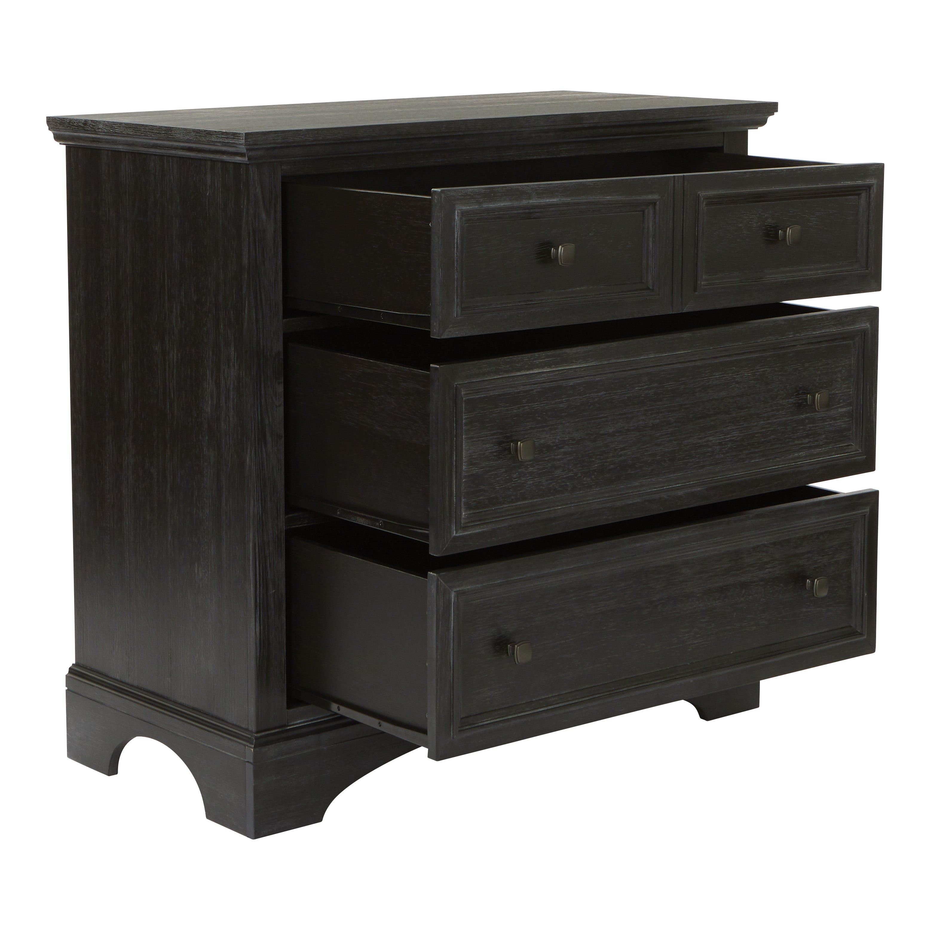 OSP Home Furnishings Farmhouse Basics 3 Drawer Chest in Rustic Black