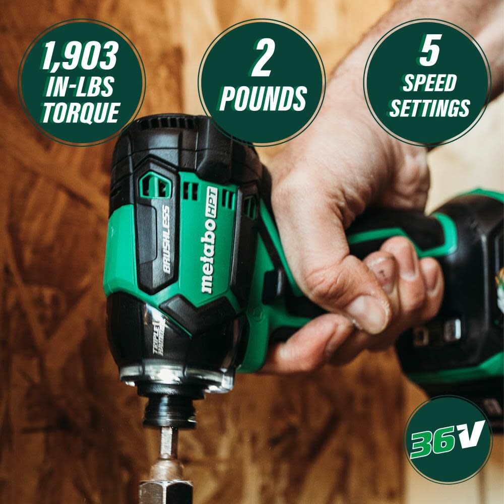 Metabo HPT 36V MultiVolt Triple Hammer BOLT Impact Driver Cordless Kit WH36DCM from Metabo HPT