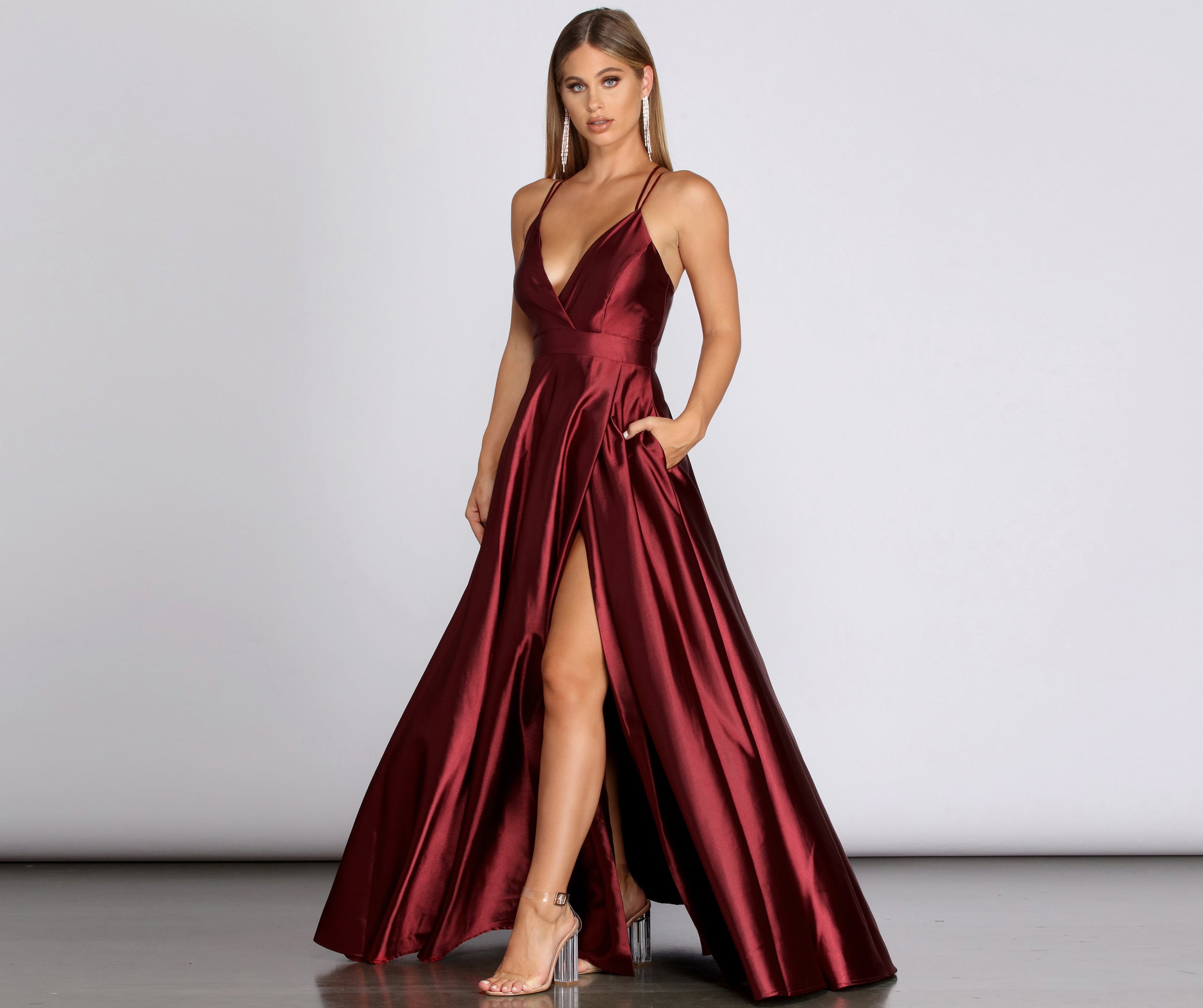 Priscilla Satin Evening Gown