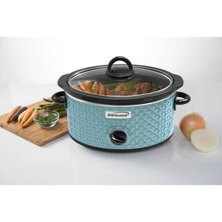 Brentwood Appliances Diamond 3.5 Qt. Blue Slow Cooker with Tempered Glass Lid 985114777M