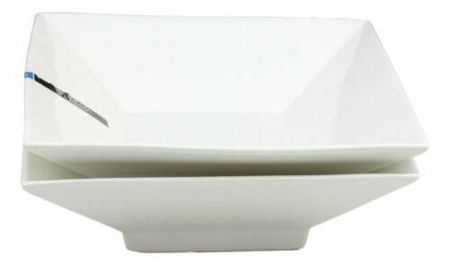 1 Pack Of 2 Kitchen Dining Contemporary Design White Porcelain Square Bowls 35oz EBR02