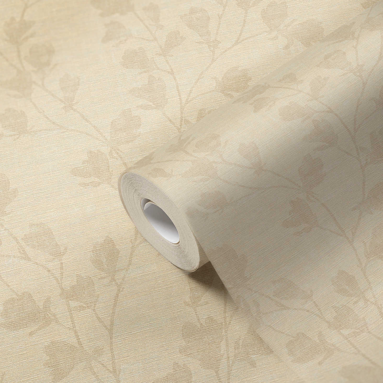 Floral Trail Motif Wallpaper in Taupe/Beige