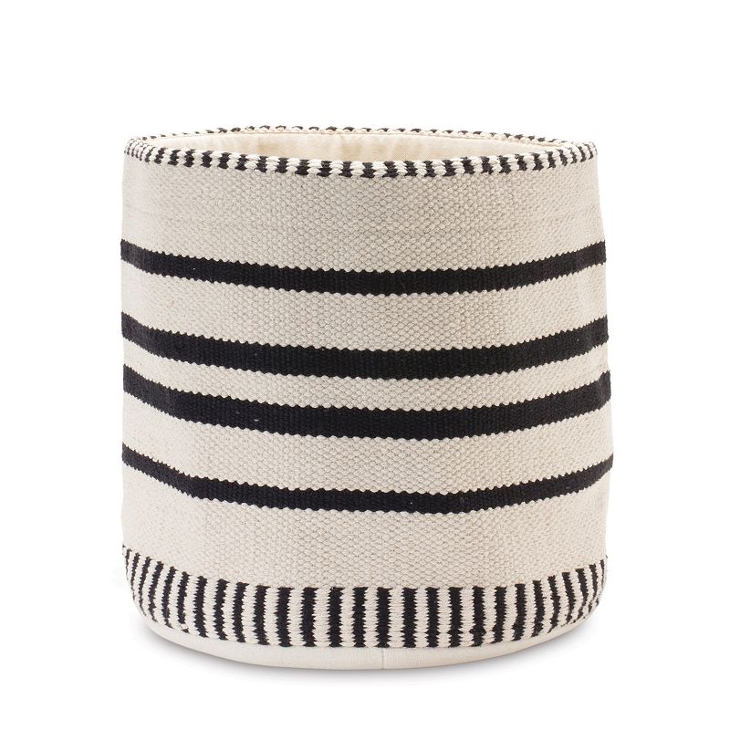 Striped Woven Cotton Basket (Set Of 2)