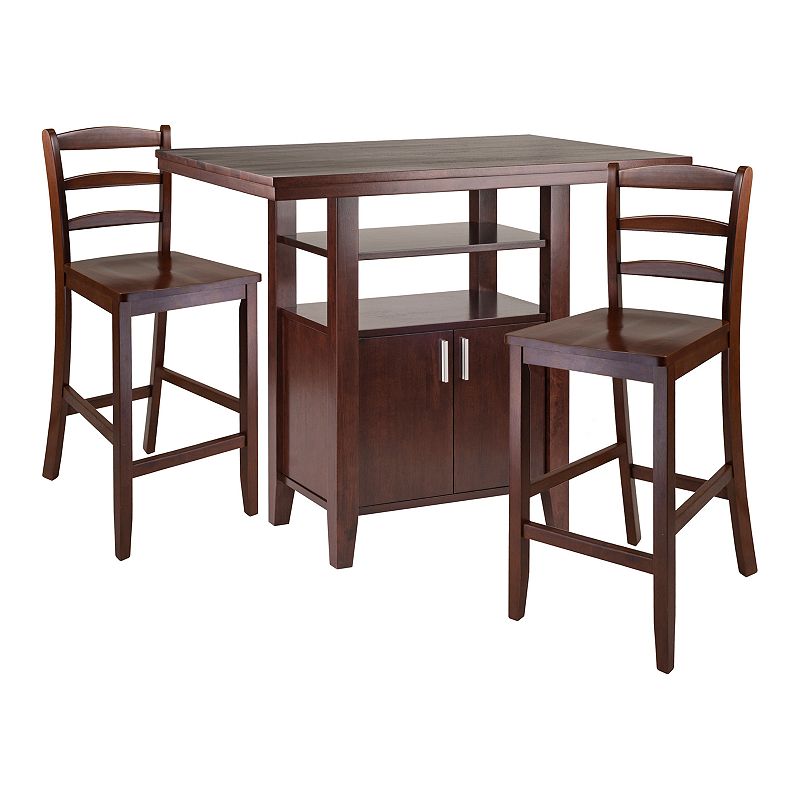 Winsome Albany 3-Piece High Table with Ladder Back Counter Stools Set