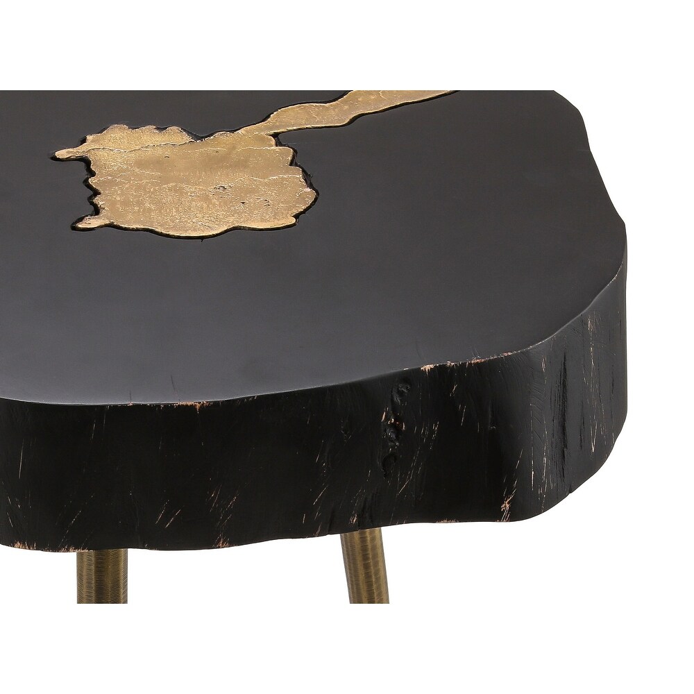 Timber Black and Brass Side Table