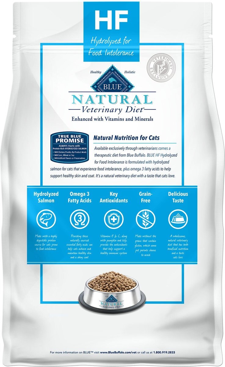 Blue Buffalo Natural Veterinary Diet HF Hydrolyzed for Food Intolerance Grain-Free Dry Cat Food