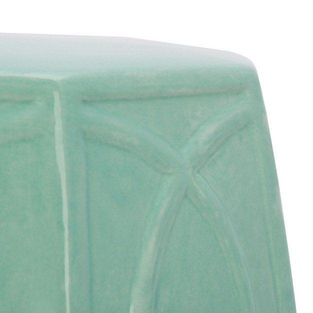 Kameko Ceramic Garden Stool Blue Safavieh