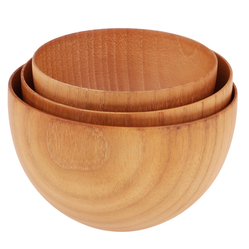 Wood Grain Soup Bowl Wood Kitchen Utensils for Outdoor Picnic， Hiking， Camping M