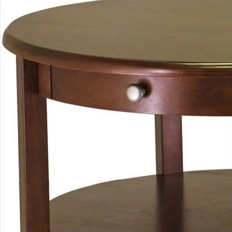 Pemberly Row Round Wood Coffee Table in Antique Walnut   Transitional   Coffee Tables   by Homesquare  Houzz