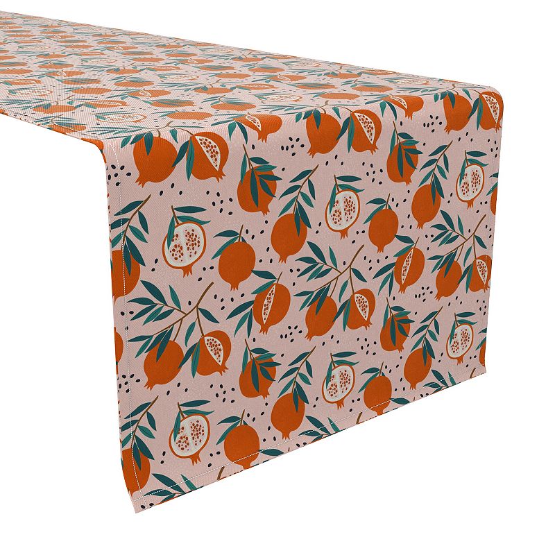 Table Runner， 100% Cotton， 16x90， Pomegranate Trees