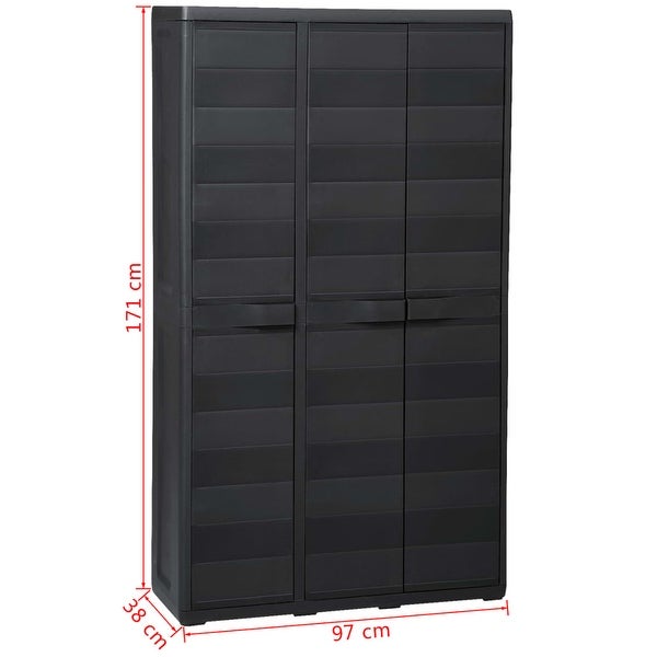 Garden Storage Cabinet with 4 Shelves Black - - 35142280