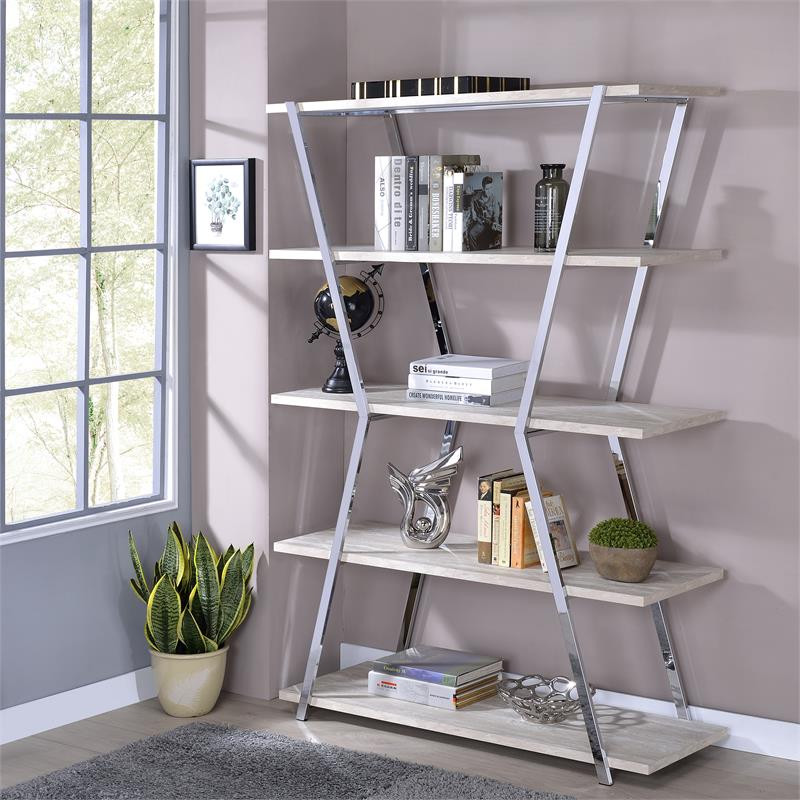 Furniture of America Ketano Metal 4 Shelf Bookcase in Gold Champagne   Contemporary   Bookcases   by Homesquare  Houzz