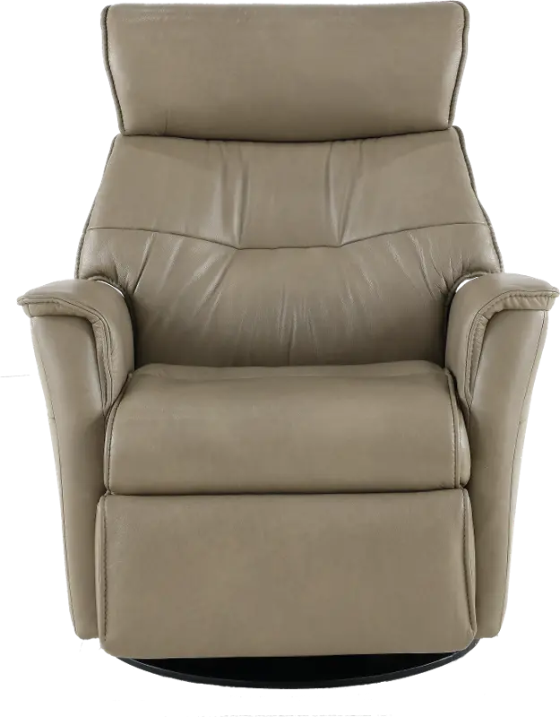 Captain Dove Beige Large Leather Swivel Glider Power Recliner