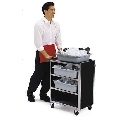 Lakeside 615 - Enclosed Stainless Steel Bussing Cart， 27-3/4