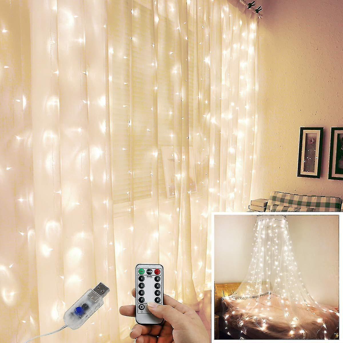 300 Led Curtain String Lights Wedding Party Home Garden Bedroom Outdoor Interior Wall Decoration