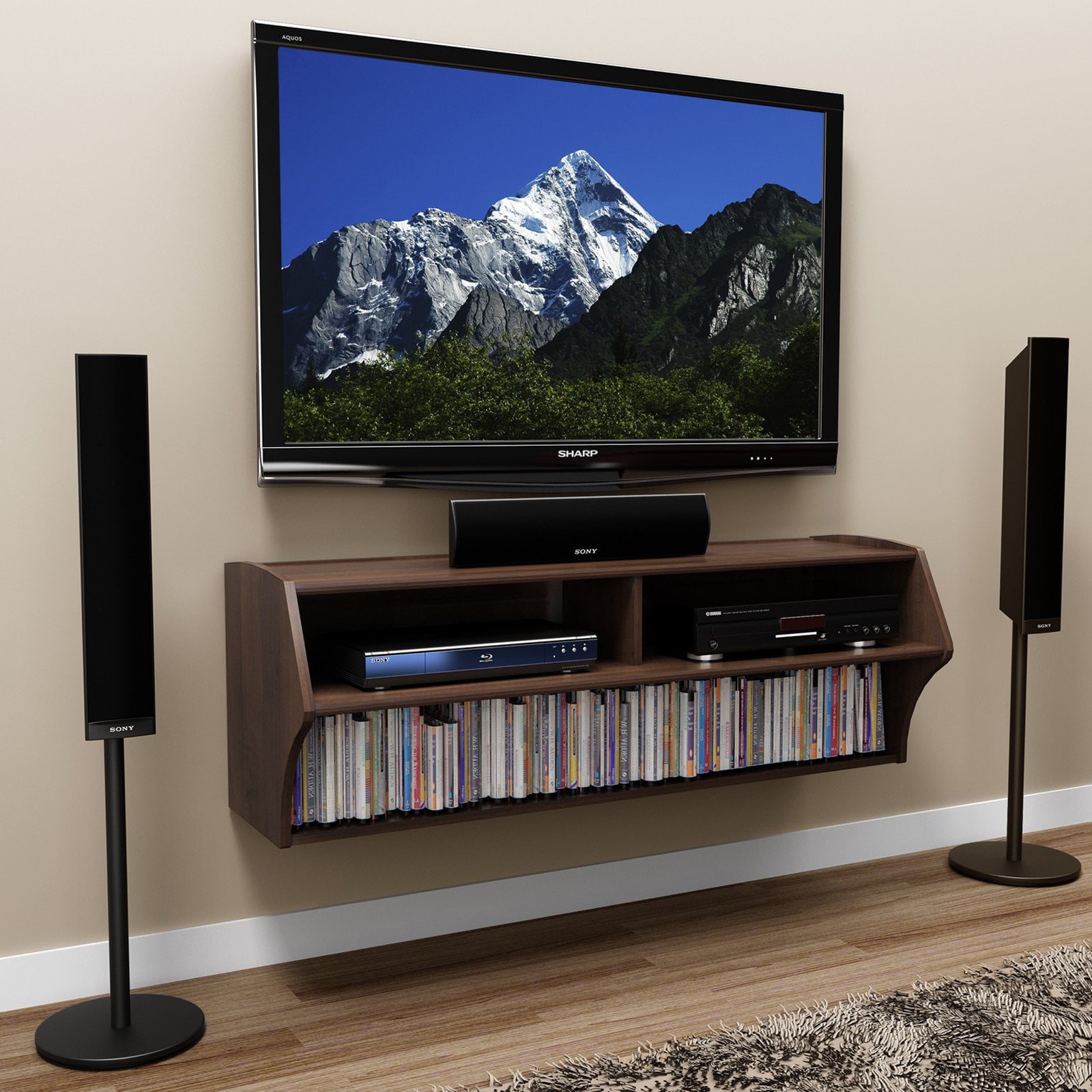 Prepac Altus Wall Mounted A/V TV Stand, Espresso